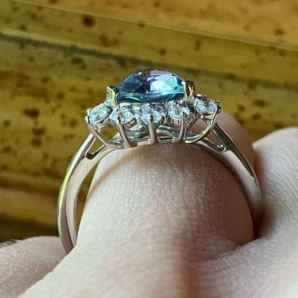 Genuine Blue Mystic Topaz Sterling Silver Ring Size 8 - Picture 2 of 9